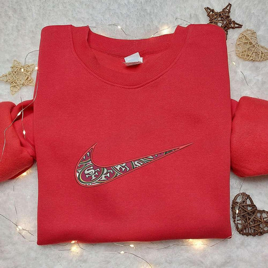 San Francisco 49ers x Nike Embroidered Sweatshirt NFL Sport Team Embroidered Shirt Nike Inspired Embroidered Shirt