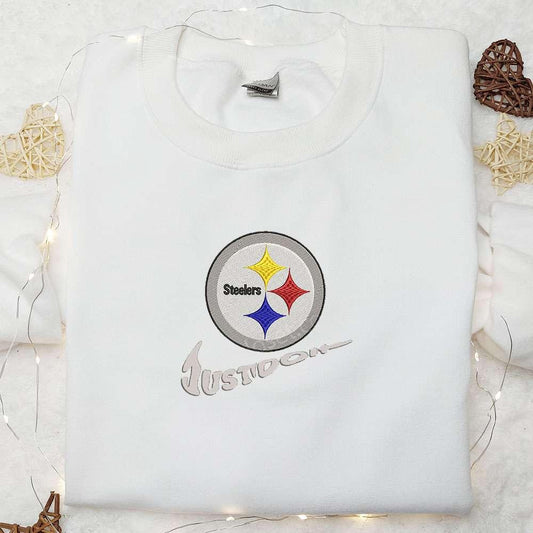Pittsburgh Steelers Just Do It x Nike Swoosh Embroidered Shirt NFL Sports Embroidered Hoodie Best Gift Idea
