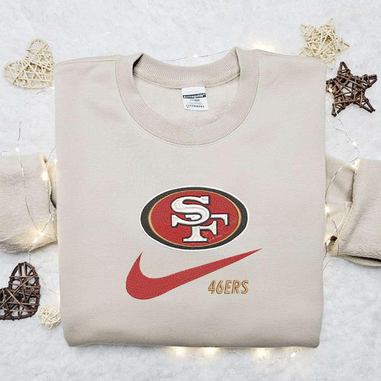 San Francisco 49ers x Nike Swoosh Embroidered Shirt NFL Sports Embroidered Hoodie Best Gift Idea 1