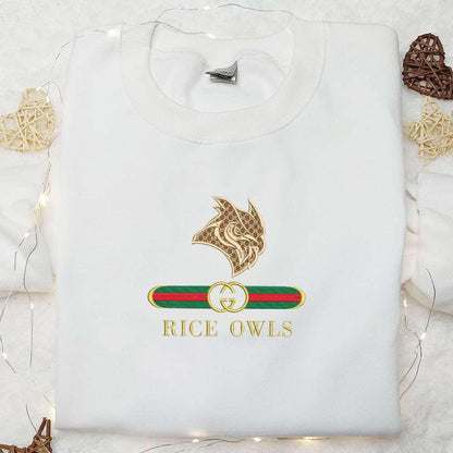 Rice Owls x Gucci Embroidered Shirt NCAA Sports Embroidered Hoodie Best Gift Idea