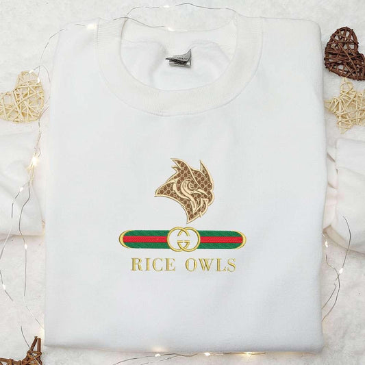 Rice Owls x Gucci Embroidered Shirt NCAA Sports Embroidered Hoodie Best Gift Idea