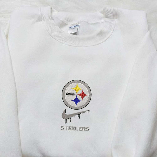 Pittsburgh Steelers x Nike Drip Embroidered Shirt NFL Sports Embroidered Hoodie Best Fandom Gift Ideas