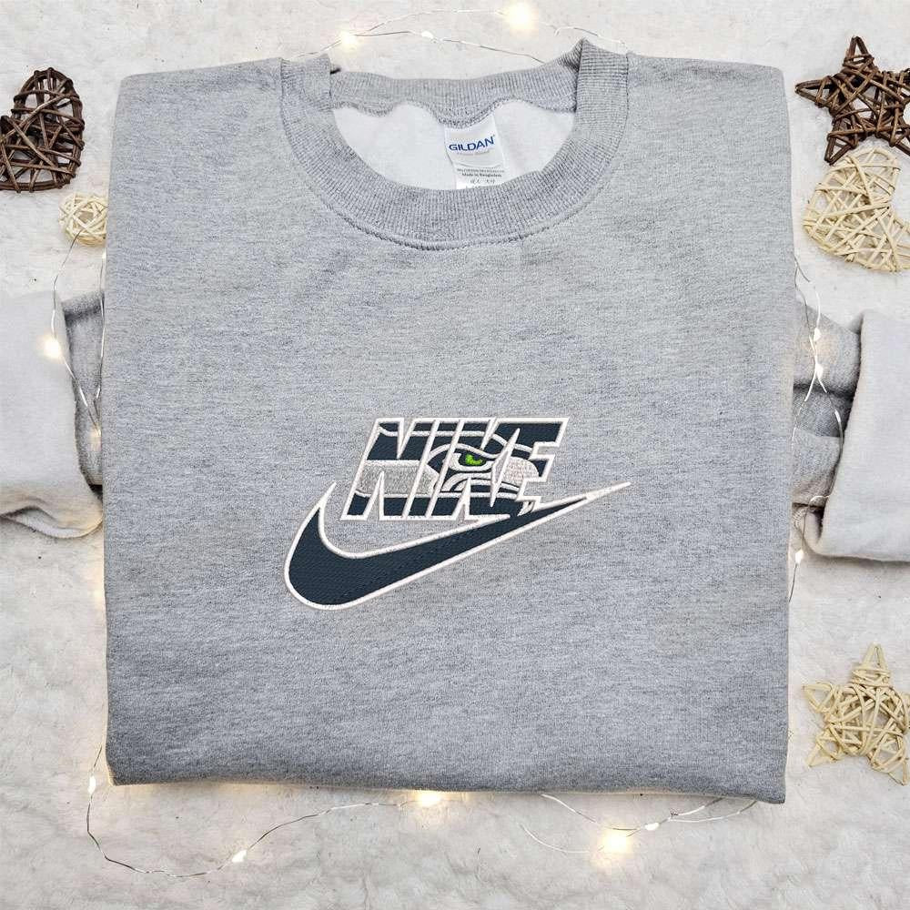 Nike x Seattle Seahawks Logo Embroidered Sweatshirt Sports Embroidered Sweatshirt Nike Inspired Embroidered Sweatshirt