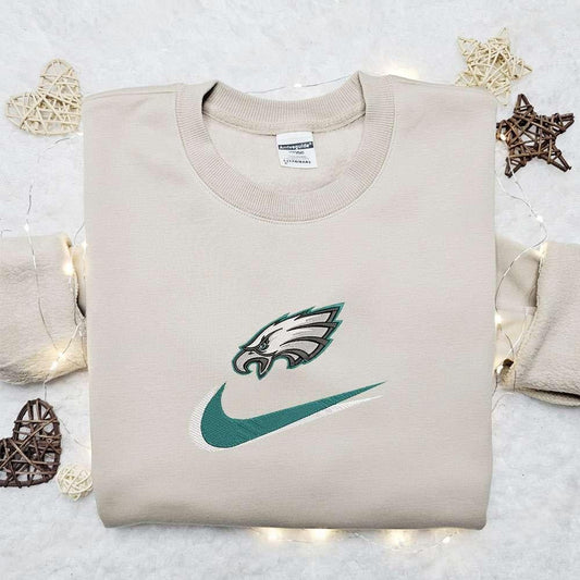 Philadelphia Eagles x Nike Swoosh Embroidered Shirt NFL Sports Embroidered Hoodie Best Fandom Gift Ideas 1