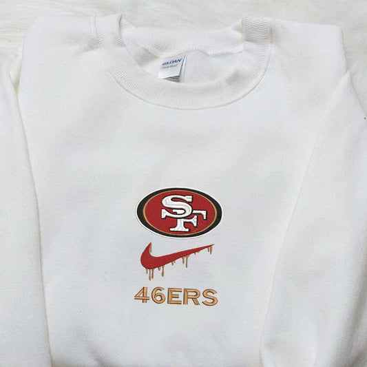 San Francisco 49ers x Nike Drip Embroidered Shirt NFL Sports Embroidered Hoodie Best Fandom Gift Ideas