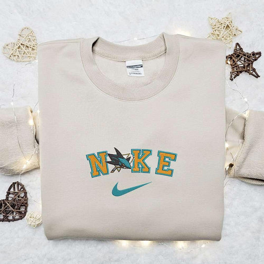 Nike x San Jose Sharks Embroidered T shirt Sports Embroidered T shirt Nike Inspired Embroidered T shirt