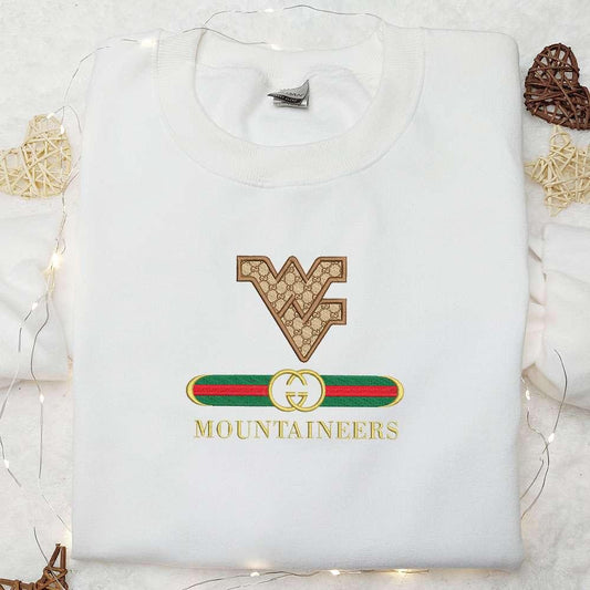 West Virginia Mountaineers x Gucci Embroidered Shirt NCAA Sports Embroidered Hoodie Best Gift Idea