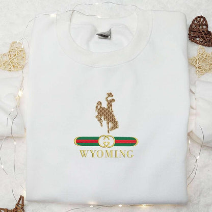 Wyoming Cowboys x Gucci Embroidered Shirt NCAA Sports Embroidered Hoodie Best Gift Idea