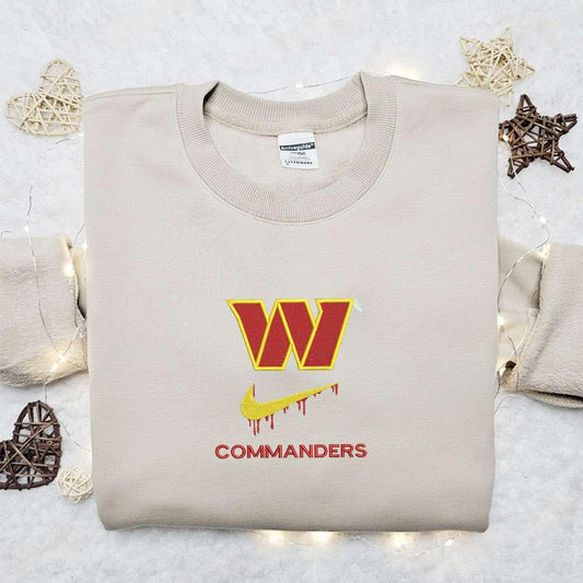Washington Commanders x Nike Swoosh Drip Embroidered Shirt NFL Sports Embroidered Hoodie Best Fandom Gift Ideas