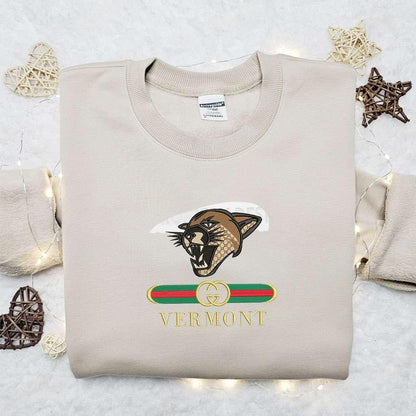 Vermont Catamounts x Gucci Embroidered Shirt NCAA Sports Embroidered Hoodie Best Gift Idea