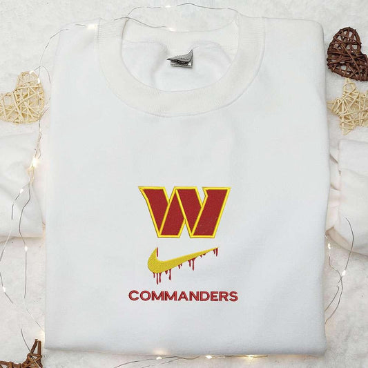 Washington Commanders x Nike Swoosh Drip Embroidered Shirt NFL Sports Embroidered Hoodie Best Gift Idea