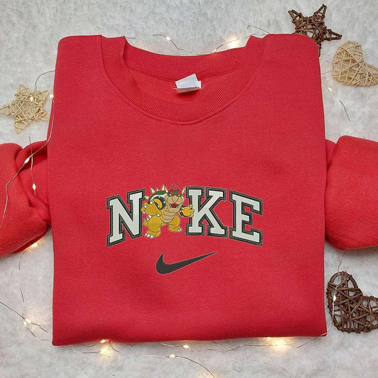 Bowser X Nike Movie Embroidered Hoodie Super Mario Embroidered Shirt Nike Inspired Embroidered Shirt