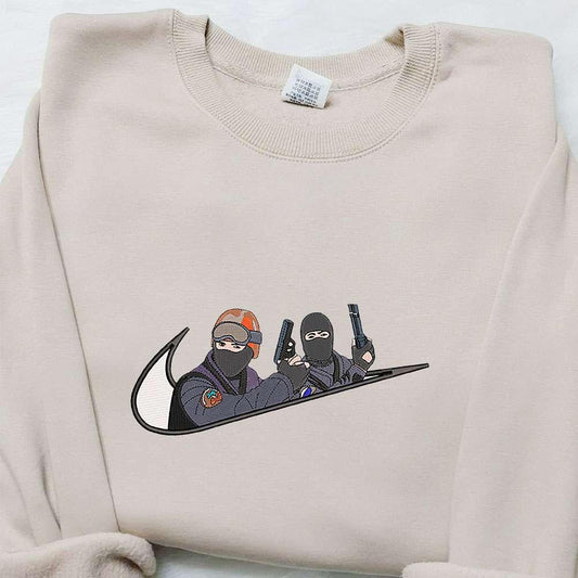 Counter Strike X Swoosh Game Embroidered Hoodie Nike Inspired Embroidered Shirt Best Gift Ideas For Family