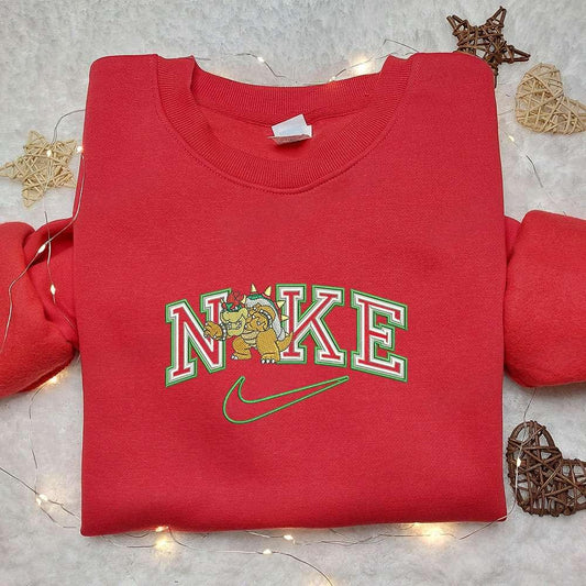 Bowser X Nike Cartoon Embroidered Shirt Custom Nike Embroidered Shirt Best Birthday Gift Ideas