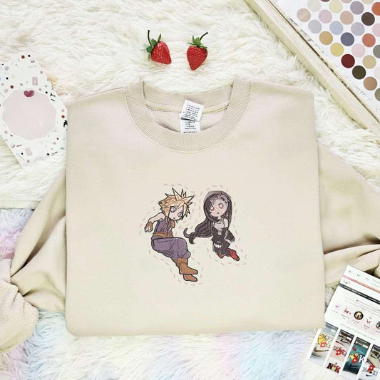 Cloud And Tifa Final Fantasy Video Game Characters Embroidered Shirt