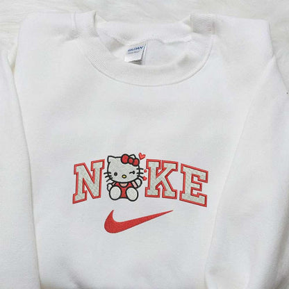 Hello Kitty Wink Hearts x Nike Embroidered Shirt Cartoon Embroidered Hoodie Best Valentine Gift Idea