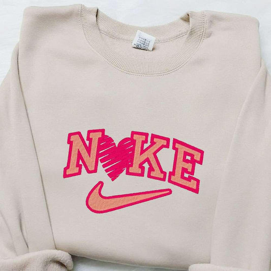 Heart x Nike Embroidered Shirt Valentine Embroidered T shirt Best Gift Ideas for Family