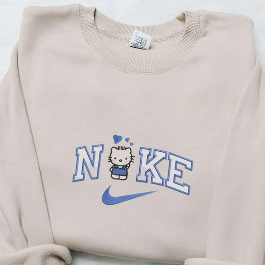 Blue Hello Kitty x Nike Embroidered Shirt Couple Embroidered Hoodie Valentines Day Embroidered Sweatshirt