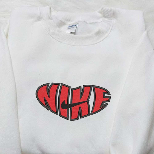 Heart x Nike Swoosh Embroidered Sweatshirt Nike Inspired Embroidered Shirt Best Valentines Day Gift Ideas