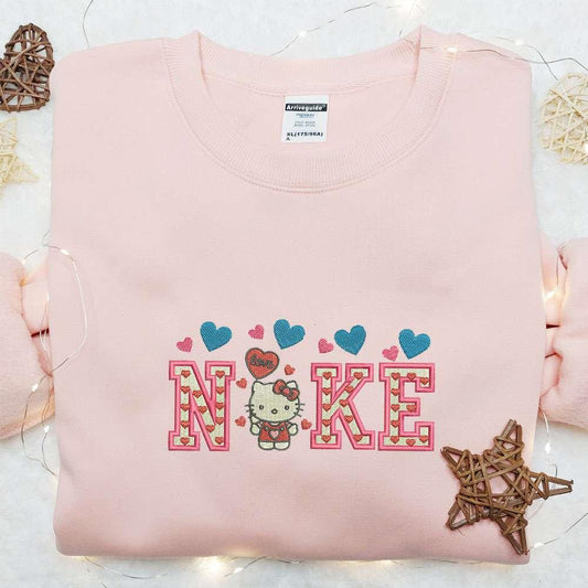 Hello Kitty Heart Balloon x Nike Embroidered Shirt Cartoon Embroidered Hoodie Best Valentine Gift Idea