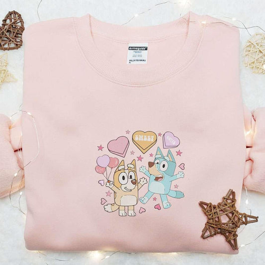 Bluey Kind Sweet Smile Embroidered Shirt Cartoon Embroidered Hoodie Best Valentines Day Gifts