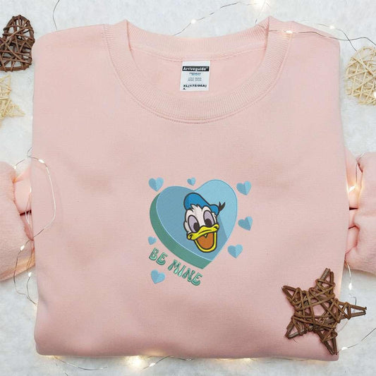 Donald Duck Hearts Be Mine Embroidered Shirt Disney Characters Embroidered Hoodie Best Gift For Family