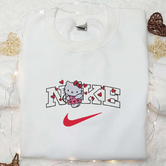 Hello Kitty Cupid Hearts x Nike Embroidered Shirt Valentine Embroidered Hoodie Best Gift For Girlfriend