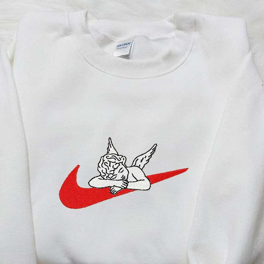 Cupid x Nike Swoosh Embroidered Shirt Valentine Embroidered Shirt Custom Nike Embroidered Shirt