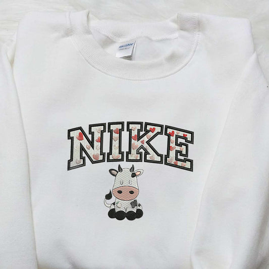 Cow Sit Love x Nike Embroidered Shirt Valentine Embroidered Shirt Custom Nike Embroidered Shirt 4