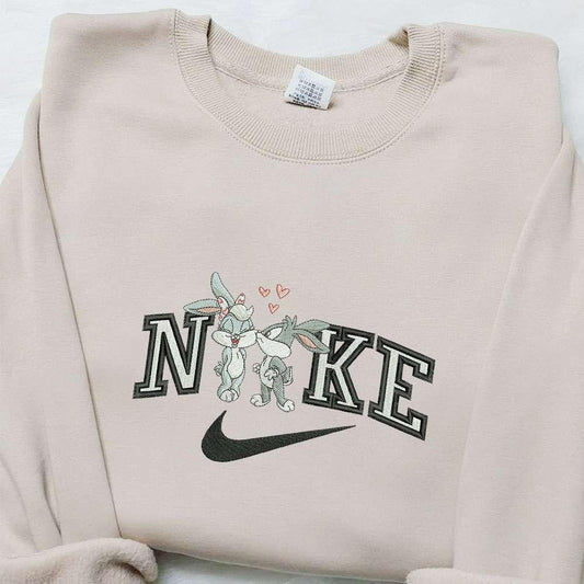 Bugs Bunny and Lola Lola x Nike Embroidered Shirt Disney Characters Embroidered Sweatshirt Custom Embroidered Hoodie