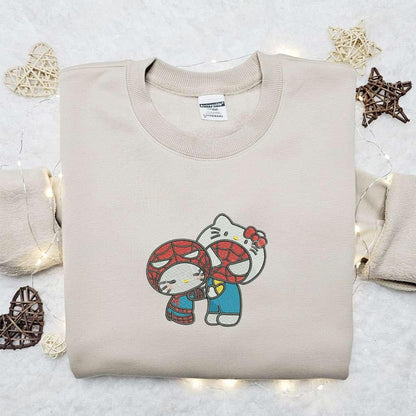 Hello Kitty Spider Man Couple Embroidered Shirt Marvel Superhero Movie Embroidered Hoodie Best Valentine Gift Idea