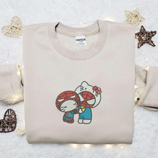 Hello Kitty Spider Man Couple Embroidered Shirt Marvel Superhero Movie Embroidered Hoodie Best Valentine Gift Idea
