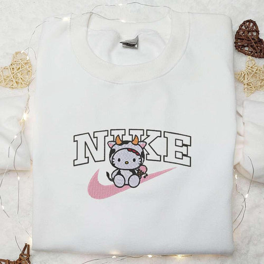 Hello Kitty Dairy Cow Ice Cream x Nike Embroidered Shirt Cartoon Embroidered Hoodie Best Gift Idea
