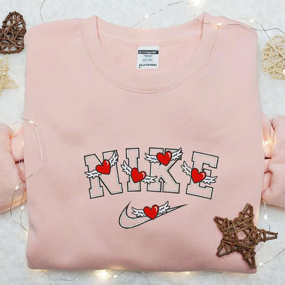 Heart Wings x Nike Embroidered Hoodie Nike Inspired Embroidered Shirt Best Valentines Day Gift Ideas