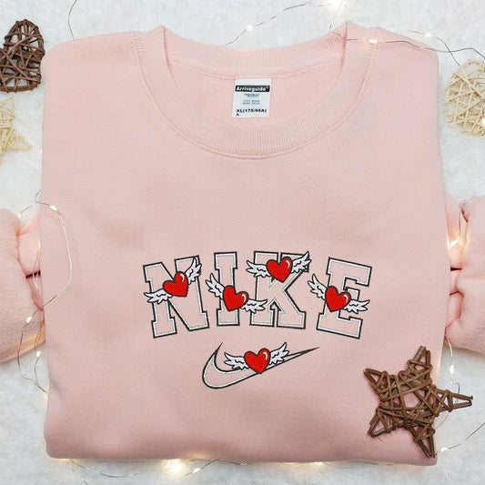 Heart Wings x Nike Embroidered Hoodie Nike Inspired Embroidered Shirt Best Valentines Day Gift Ideas