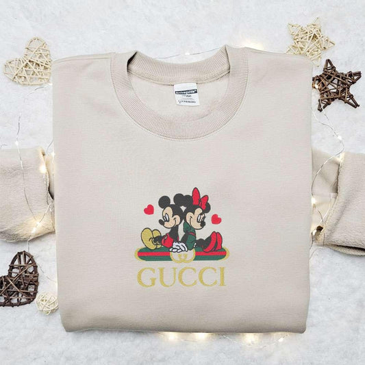 Gucci Valentines Mickey Minnie Embroidered Shirt Disney Characters Embroidered Shirt Best Valentines Day Gift Ideas