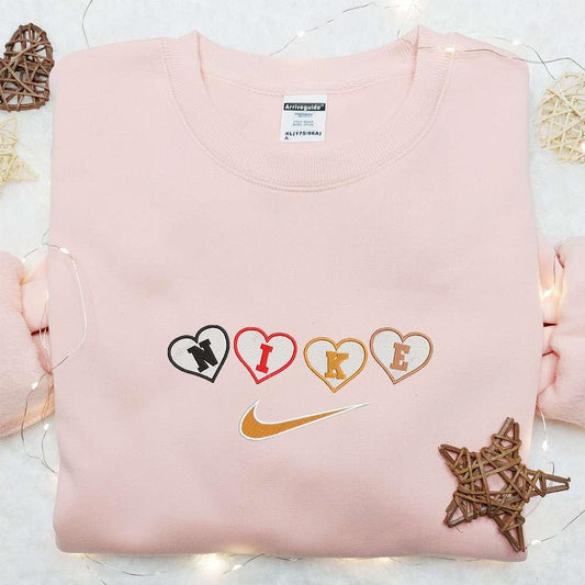 Hearts Nike Embroidered Shirt Nike Inspired Embroidered Hoodie Best Valentine Gift Idea