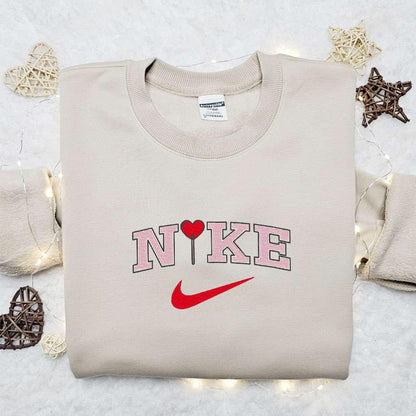 Heart Lollipop x Nike Embroidered Shirt Favorite Food And Drink Embroidered Hoodie Best Valentine Gift Idea