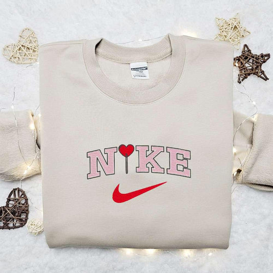 Heart Lollipop x Nike Embroidered Shirt Favorite Food And Drink Embroidered Hoodie Best Valentine Gift Idea