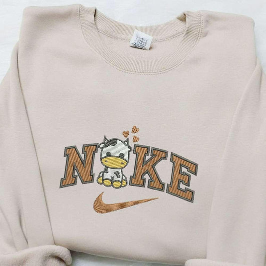Cow Love x Swoosh Embroidered Hoodie Cool Anime Clothing Best Valentine Gift Ideas
