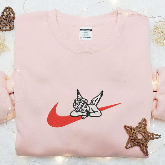 Cupid Angel x Nike Swoosh Embroidered Shirt Valentine Embroidered Hoodie Best Gift Idea