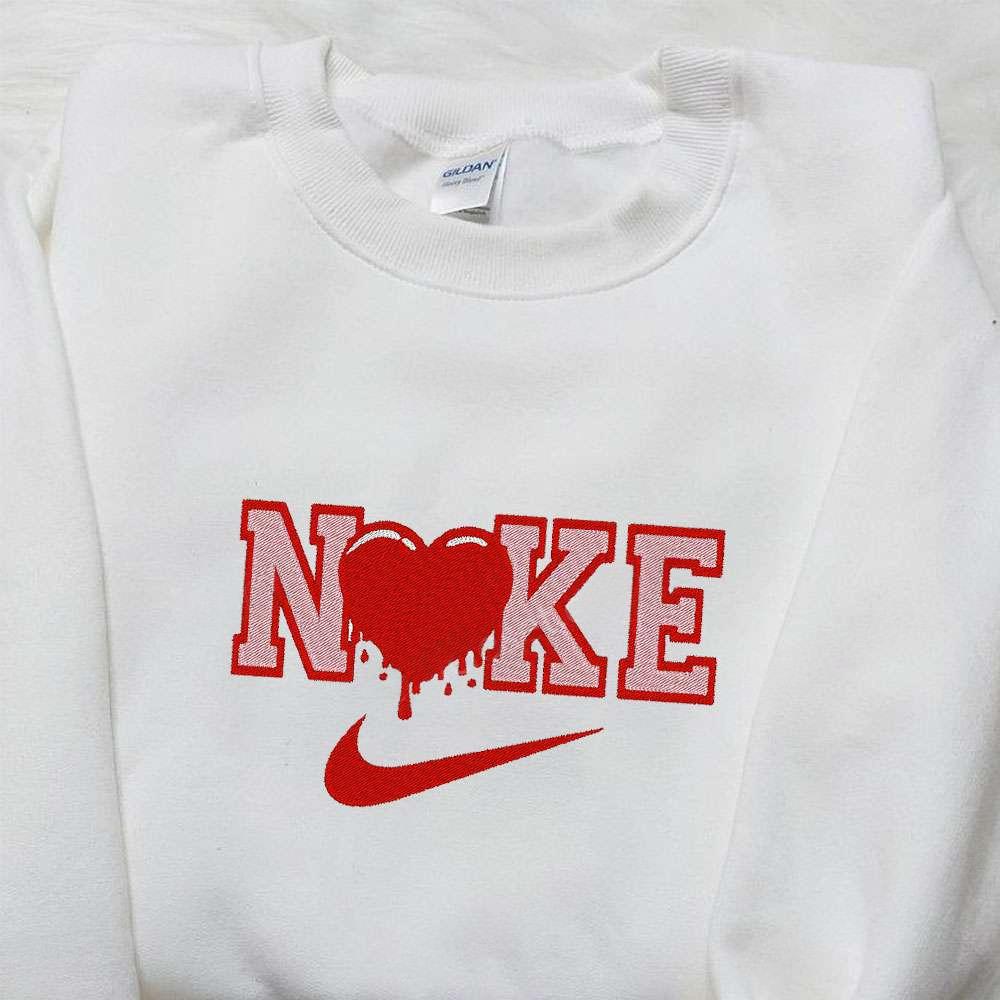 Heart x Nike Embroidered Shirt Custom Nike Embroidered Shirt Best Valentines Day Gift Ideas
