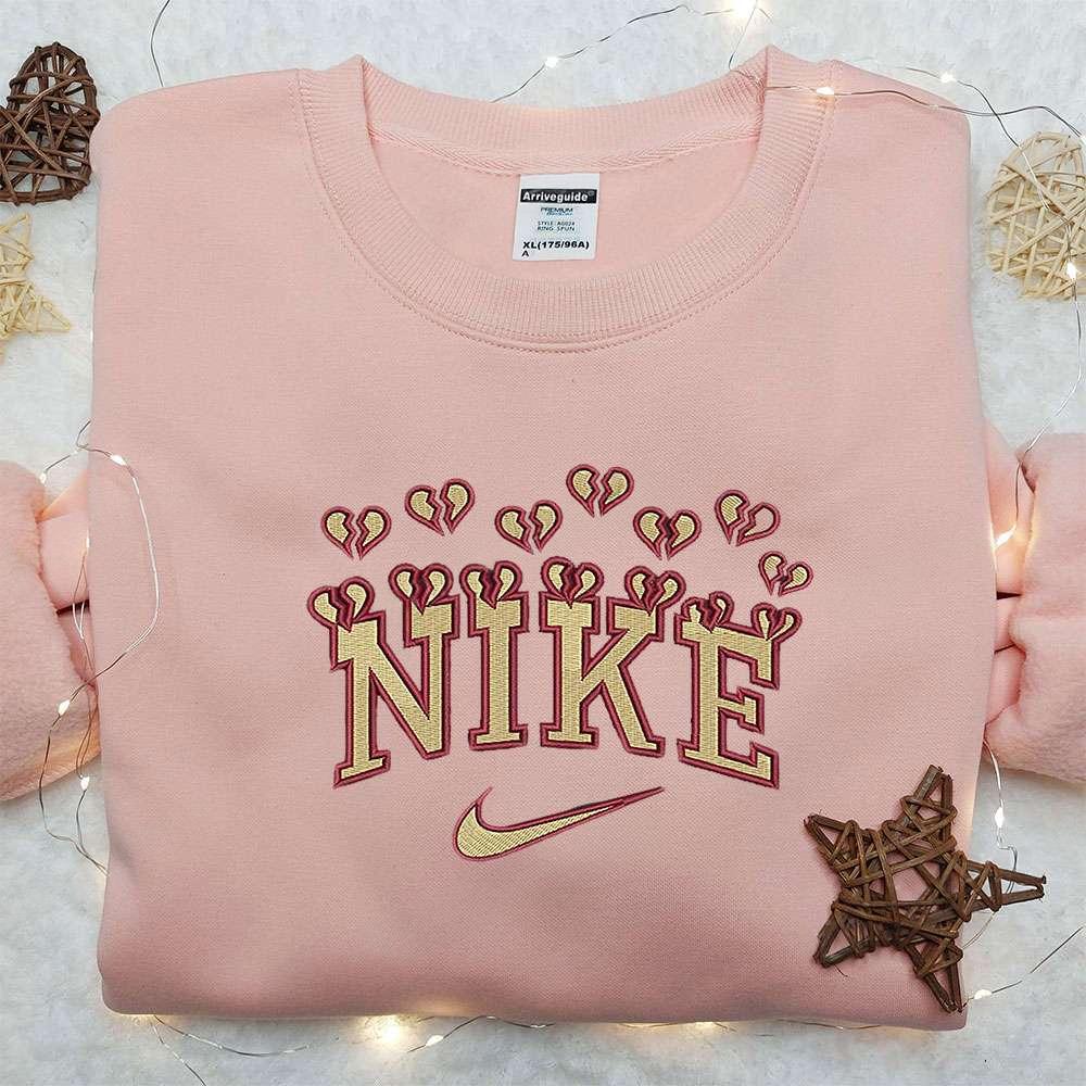 Broken Heart x Nike Embroidered Sweathirt Nike Inspired Embroidered Shirt Best Valentines Day Gift Ideas
