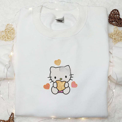 Hello Kitty Heart Cookie Embroidered Shirt Cartoon Embroidered Hoodie Best Valentine Gift Ideas
