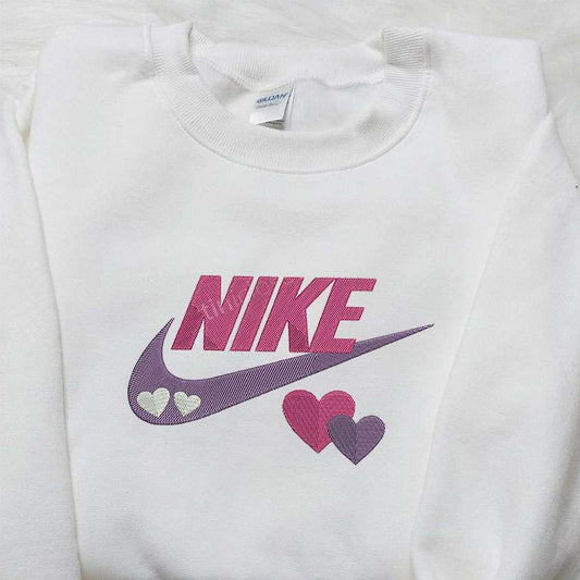 Heart x Nike Embroidered Sweatshirt Nike Inspired Embroidered Shirt Best Valentines Gift for Family
