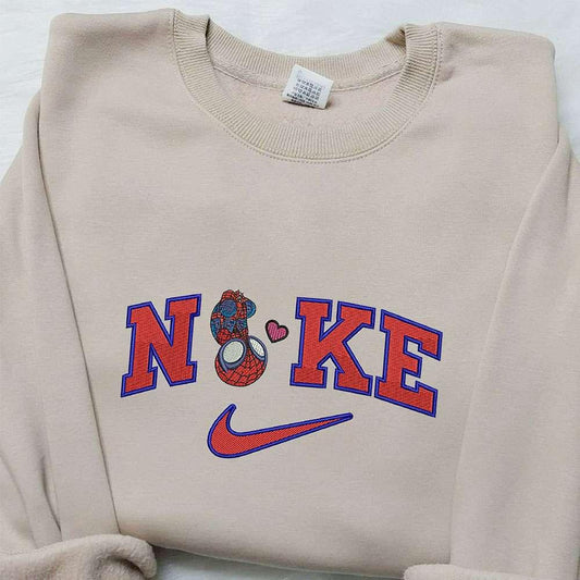 Chibi Spider Man Heart x Nike Embroidered Sweatshirt Nike Inspired Embroidered Shirt Best Gifts for Family
