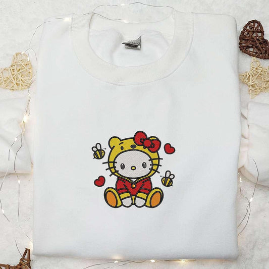 Hello Kitty Winnie The Pooh Heart Embroidered Shirt Cartoon Embroidered Hoodie Best Valentine Gift Ideas