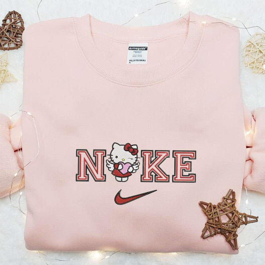 Hello Kitty Angel Pink Heart x Nike Embroidered Shirt Valentine Embroidered Hoodie Best Gift Idea