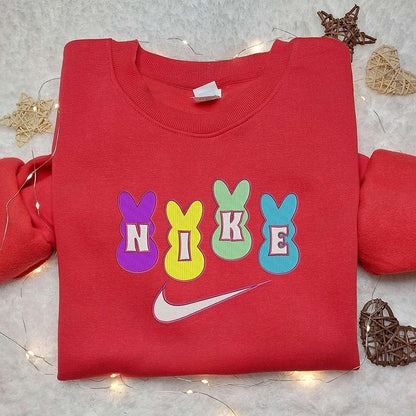 Easter Rabbit x Nike Embroidered Shirt Gift For Son Embroidered Shirt Custom Nike Embroidered Shirt