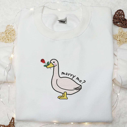 Marry Me Silly Goose Embroidered Shirt Animal Embroidered Shirt Valentines Day Embroidered Shirt